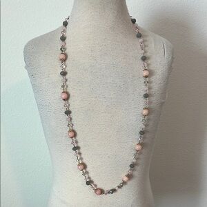 Boutique Pink and Gray Beaded Necklace